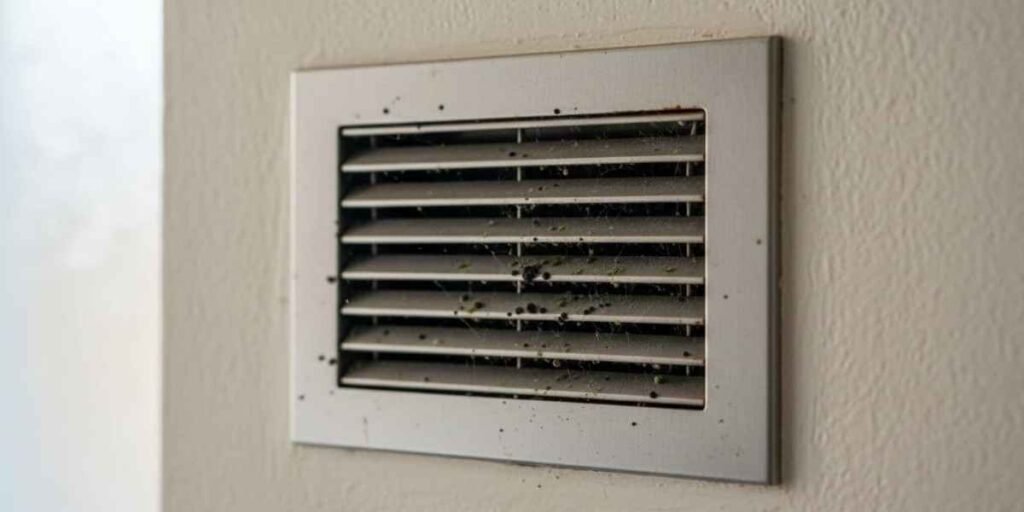 Dark spots, specks, or smudges on vent covers