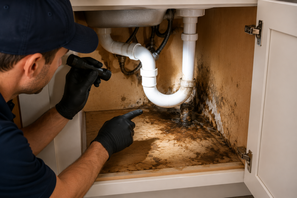 Plumbing inspection under the sink